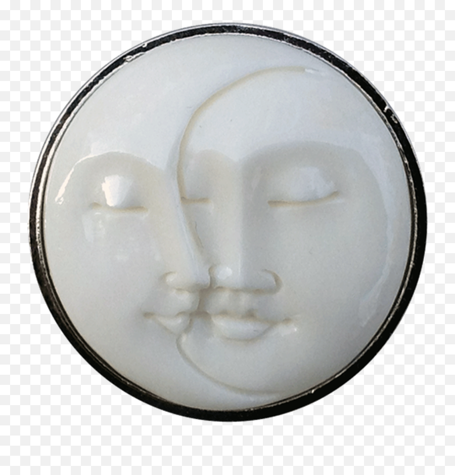 Readygolf Buffalo Bone Carved Double Moon Face Ball Marker Emoji,Moon Face Emoji