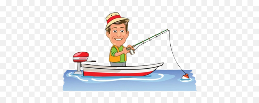 Fisherman Cartoon Boat Rod Water - Canoe Emoji,Fisherman Emoji