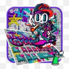 Smoke Graffiti Skull Keyboard Theme - Clip Art Emoji,Skull Emoji Text