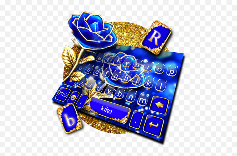 Download Gold Blue Rose Crystal Keyboard Theme 1 - Gold Blue Rose Crystal Keyboard Theme Emoji,Gold Emoji Keyboard