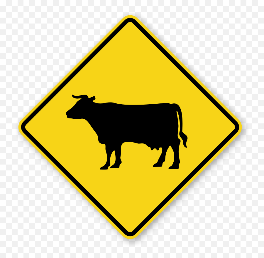 Cattle Sheep Water Buffalo Traffic Sign Warning Sign - Cow Silhouette Emoji,Buffalo Emoji