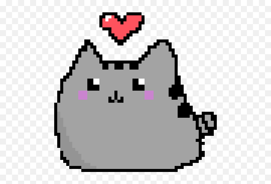 Pusheen Cat With Heart Pixel Art - Pixel Cat With Heart Pixelated Cat Png Transparent Emoji,Bongo Cat Emoji