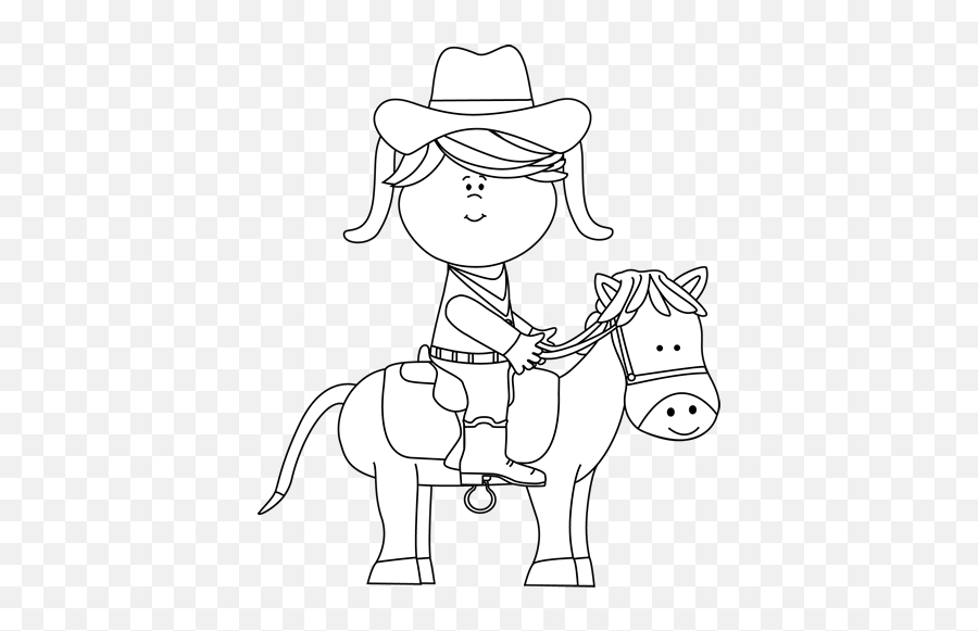Cowgirl Clipart Black And White Cowgirl Black And White - Horse Clipart Black And White Cowboy Emoji,Emoji Horse And Plane