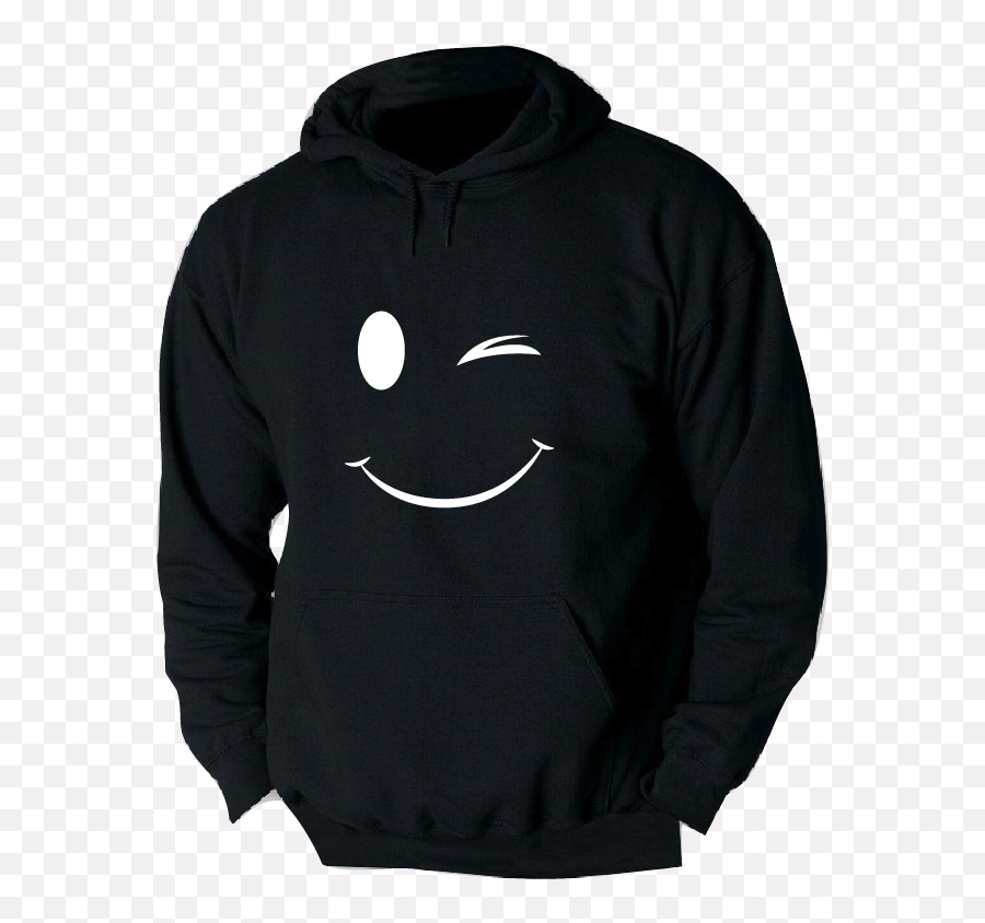 Smiley Wink Hooded Sweatshirt - Hooded Emoji,Blank Emoticon