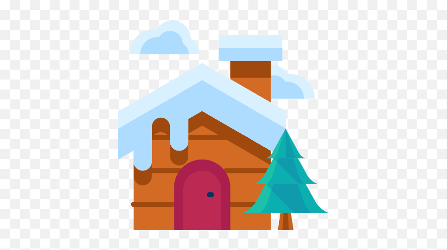 Winter Forest Home House Tree - Winter Icon Flat Emoji,Cabin Emoji