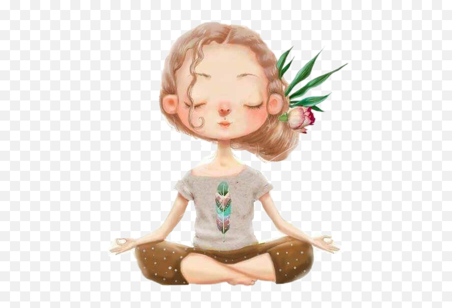 Namaste Balance Peace Girl Freetoedit Yoga - Cute Yoga Girl Cartoon Emoji, Namaste Emoji - free transparent emoji 