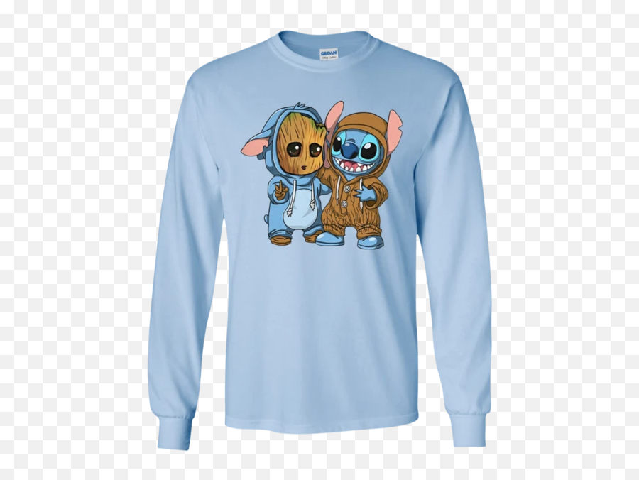 Groot And Stitch Forever Gildan Ls Ultra Cotton T - Shirt Emoji,Groot Emoji