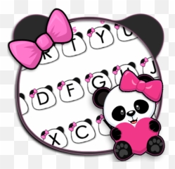 Download Bowknot Panda Hearts Free Keyboard Theme For - Cartoon Emoji,Panda Emoji Keyboard