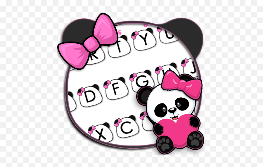 Download Bowknot Panda Hearts Free Keyboard Theme For - Cartoon Emoji,Panda Emoji Keyboard