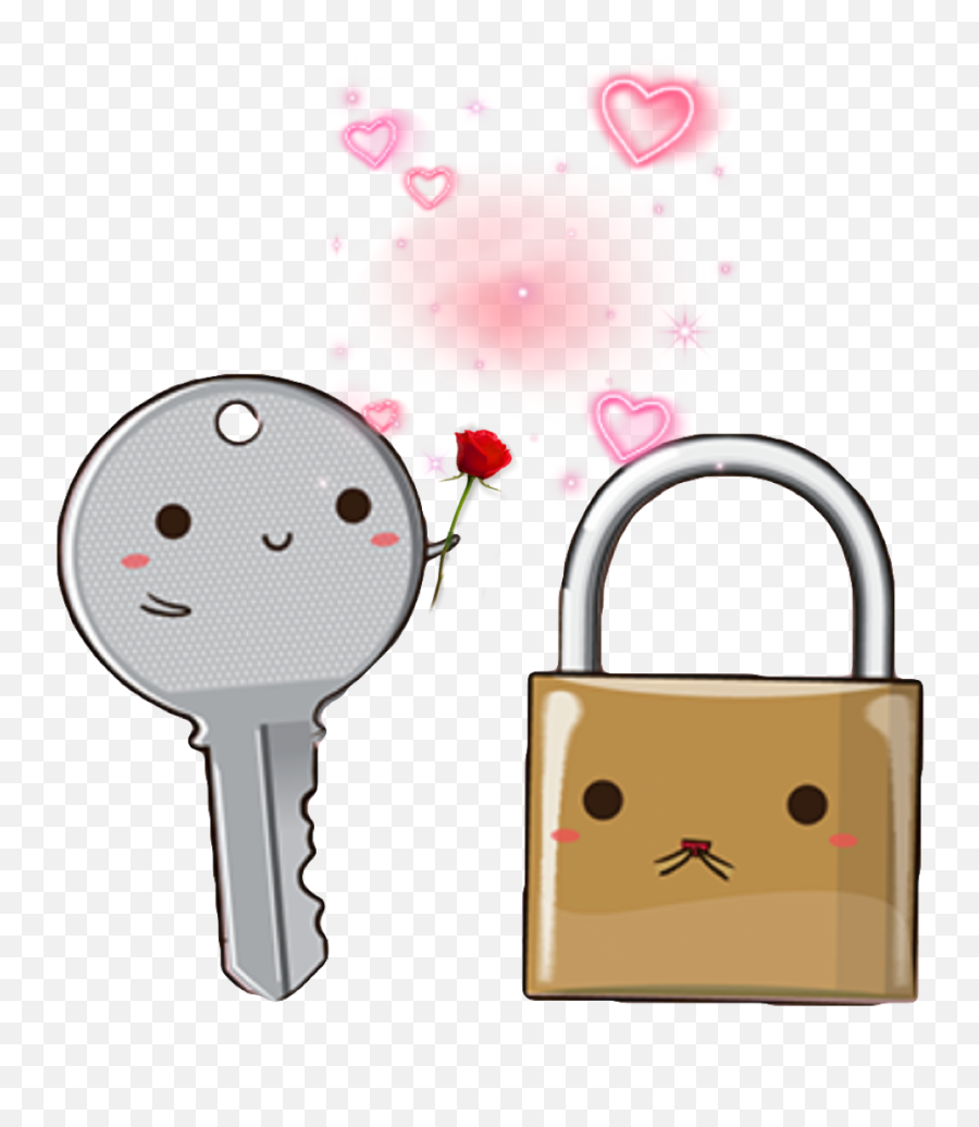 Kawaii Cute Key Lock Metal Sticker - Cartoon Emoji,Lock With Key Emoji