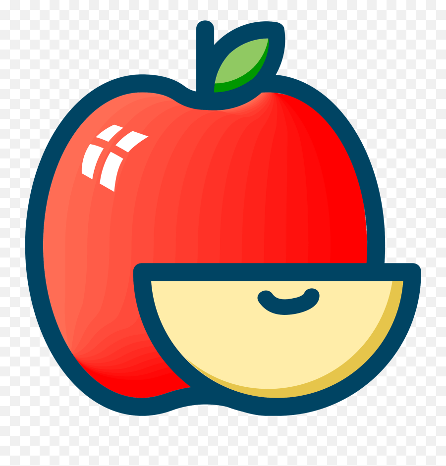Red Apple And Slice Outlined In Blue - Happy Emoji,Avocado Emoji Apple