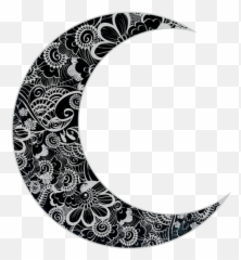 Vector Clip Art Of Floral Crescent Moon - Transparent Emoji