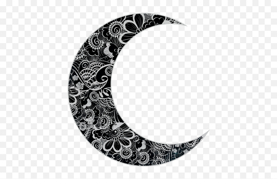 Vector Clip Art Of Floral Crescent Moon - Crescent Moon Transparent Emoji,Crescent Moon And Star Emoji