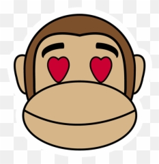 Monkey In Love Sticker - Just Stickers Easy Cartoon Face Emoji