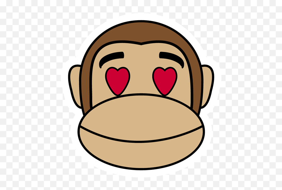Monkey In Love Sticker - Just Stickers Easy Cartoon Monkey Face Emoji,Monkey Eyes Emoji