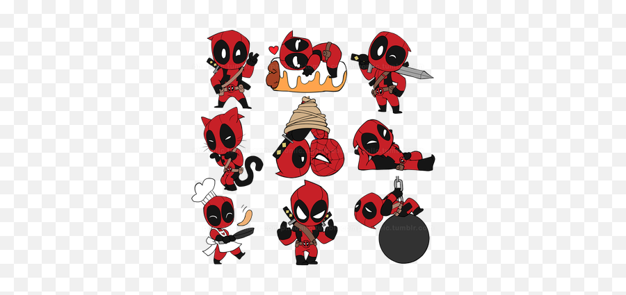 Chibi Deadpool Stickers - Cute Chibi Deadpool Drawing Emoji,Avengers Emojis