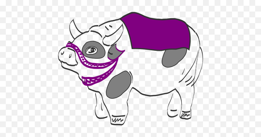 Ilustração Em Vetor De Vaca Com Sela Roxa - Clipart Mad Cow Png Emoji,Santa Emoticons