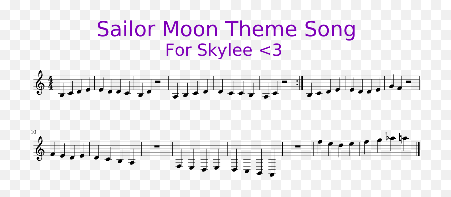 Theme Song For Skylee Sheet Music - Sailor Moon Theme Easy Piano Sheet Emoji,Piano Emoji Png