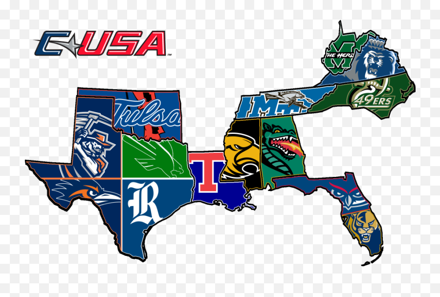 Cusa Map 11 - Conference Usa Football Map Emoji,Usa Emoji Map