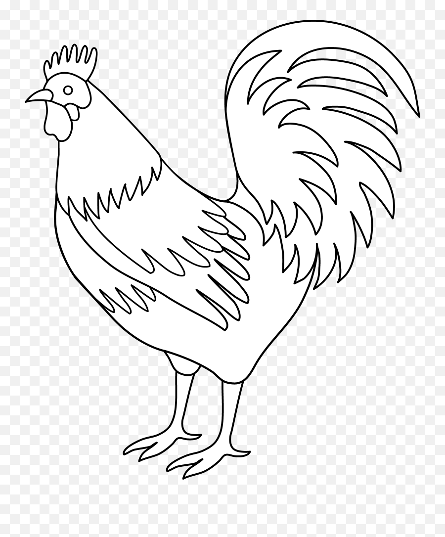 Rooster Coloring Page Free Clip Art 2 - Drawing Rooster Black And White Emoji,Rooster Emoji