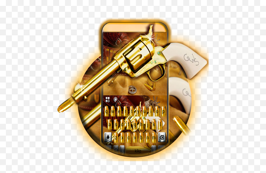 Download Western Gold Gun Keyboard Theme 1 - Western Gold Gun Emoji,Gun Emojis