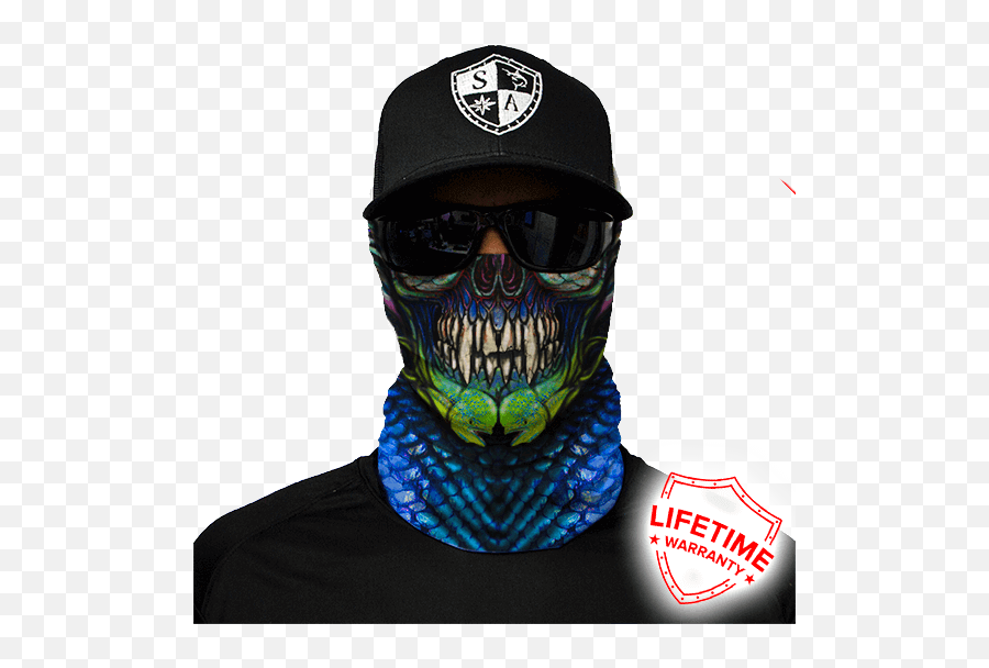 Download Hd Fish Slayer - Skull Tech Blue Crow Transparent Nebula Face Shield Emoji,Skull Fish Fish Emoji