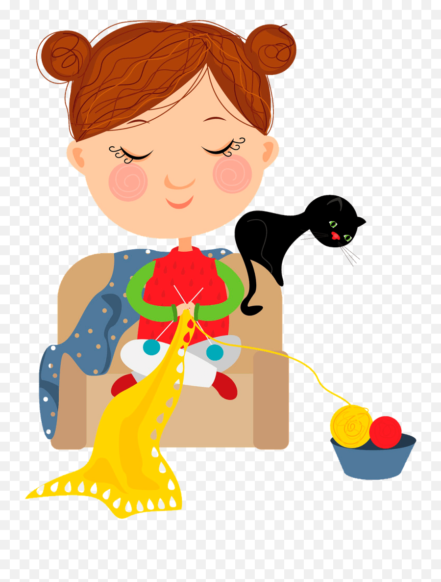 Knitting Girl Clipart - Knitting Emoji,Knitting Emoji
