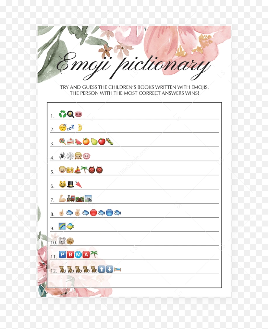 Gender Neutral Emoji Pictionary Baby Shower Game - Free Printable Baby Shower Emoji Game,Emoji Game