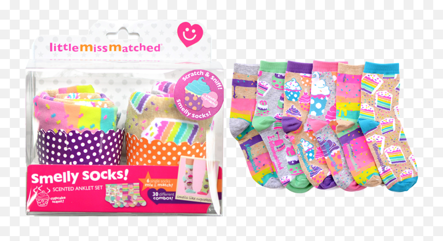 Little Missmatched Smelly Cupcake Socks Gift Set - Little Mismatched Cupcake Socks Emoji,Emoji Combos