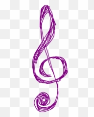Clef Music Purple Treble Note - Hand Drawn Emoji