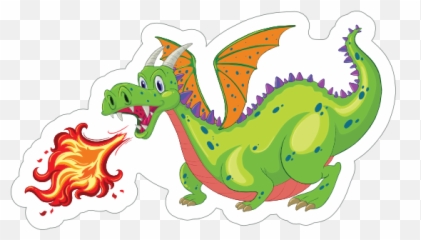Cute Green Fire Breathing Dragon Sticker - Fire Breathing Dragon Clipart Emoji,Old Man Boy Ghost Emoji
