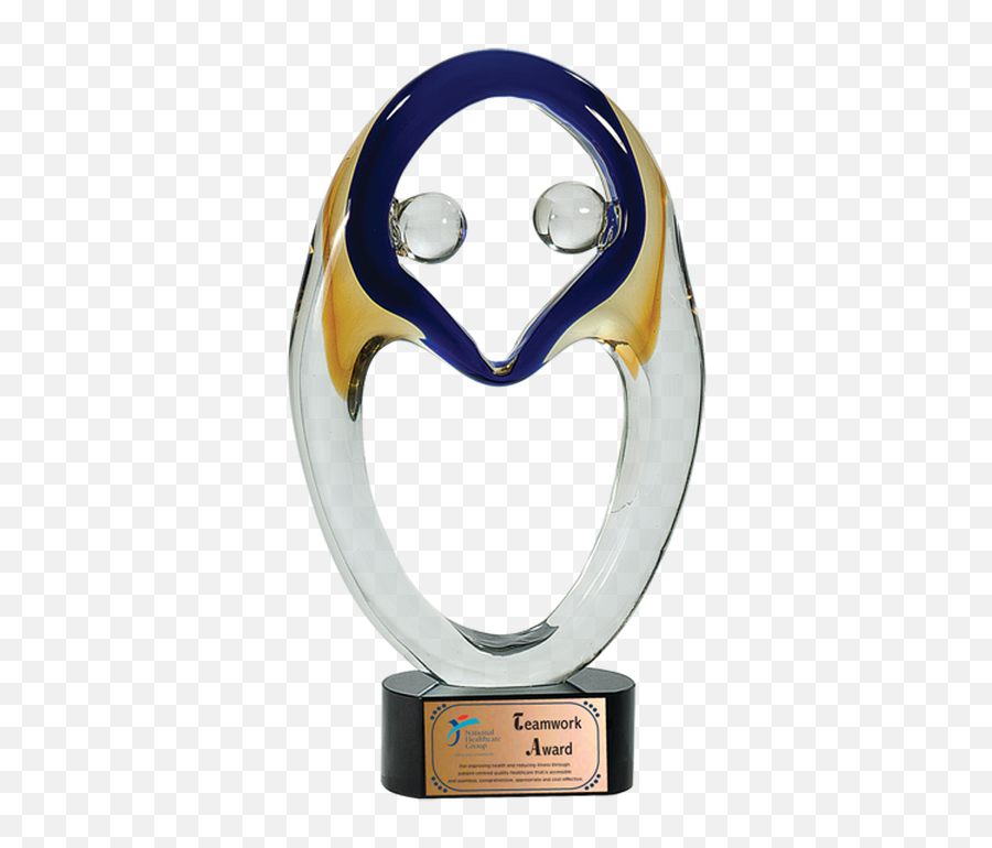 Dancing Teamwork Glass Award - Penguin Trophy Emoji,Teamwork Emoticon