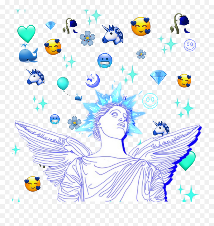 Emoji Blue Blueemoji - Sticker By Rabia Kalayc Blue Aesthetic Png Transparent,Blue Head Emoji