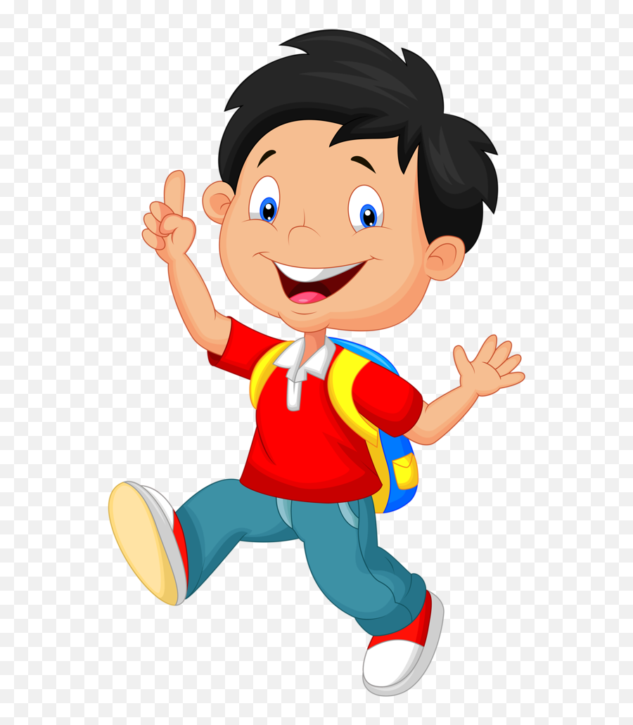 Clipart Walking Boy School Bag Clipart Walking Boy School - Child At School Cartoon Emoji,Emoji School Bag