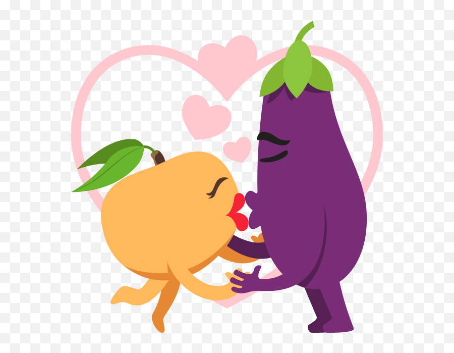 Emoji Inspired Stickers - Eggplant And Peach,Emoji Eggplant