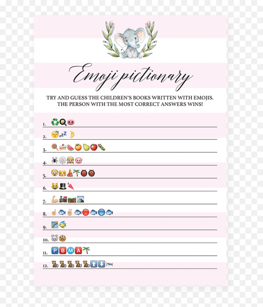 Pink Baby Shower Emoji Pictionary - Emoji Baby Shower Game,Printable Emojis Pdf