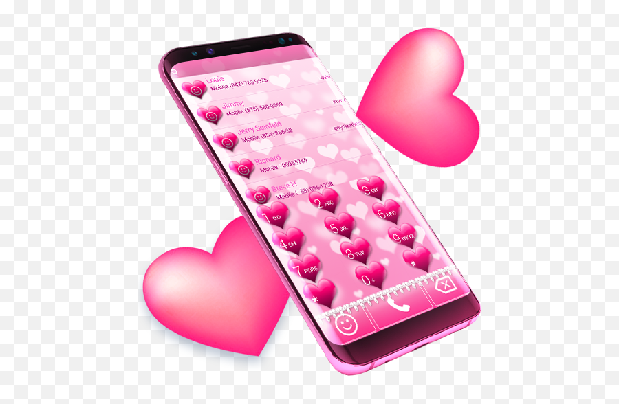 Pink Hearts Dialer Theme U2013 Apps On Google Play - Heart Emoji,Seinfeld Emoji