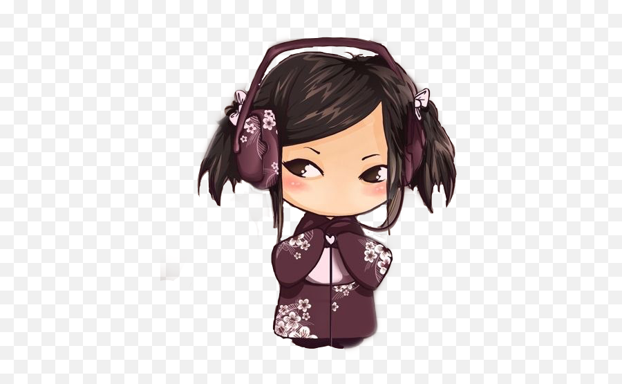 Music Girl Asian Chibigirl Freetoedit - Cartoon Emoji,Asian Girl Emoji