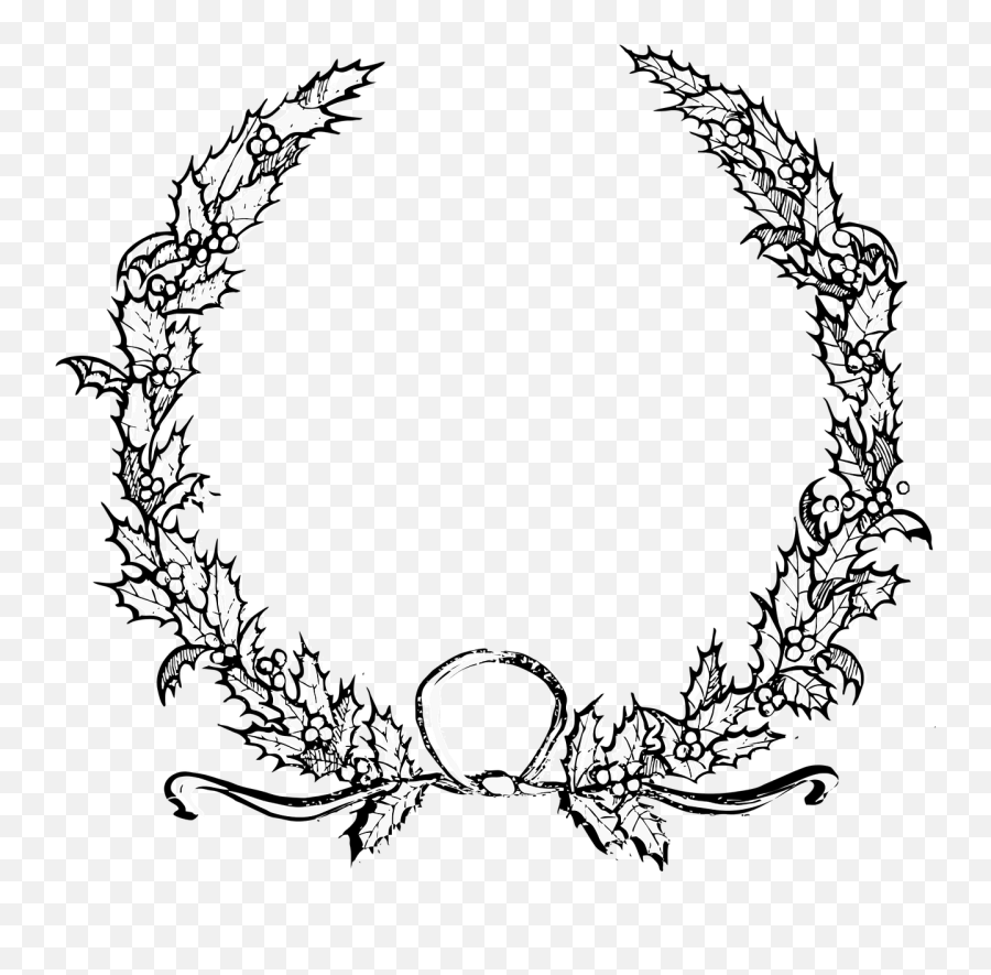 Holly Christmas Wreath Christmas Holly - Christmas Wreath Drawing Png Emoji,Christmas Wreath Emoji