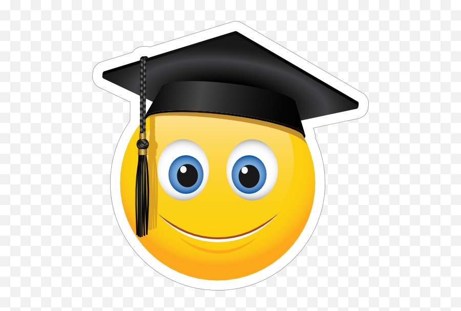 Cute Graduate Emoji Sticker - Smile Emoji With Cap,Pretty Emoji