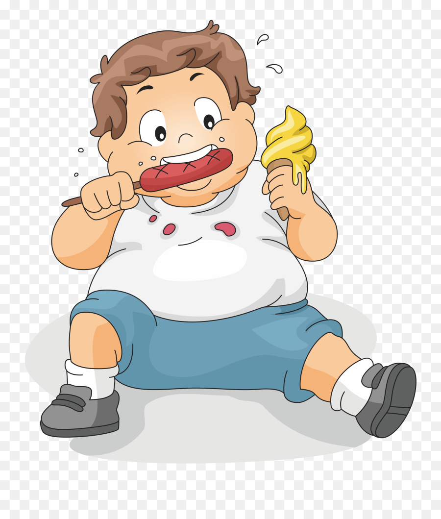 Eating Boy Child Clip Art - Fat Boy Eating Clipart Png Fat Boy Clipart Emoji,Eating Emoji Png