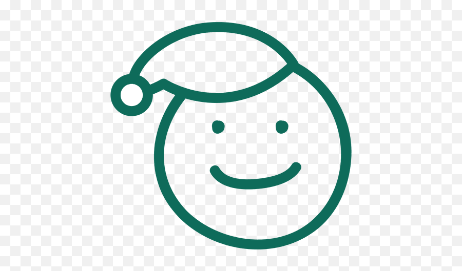 Grin Santa Claus Hat Face Green Stroke Emoticon 7 - Smiley Emoji,Christmas Lights Emoji