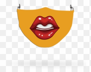 Sexy Lips Orange Face Covering Print 14 - Celebrity Happy Emoji