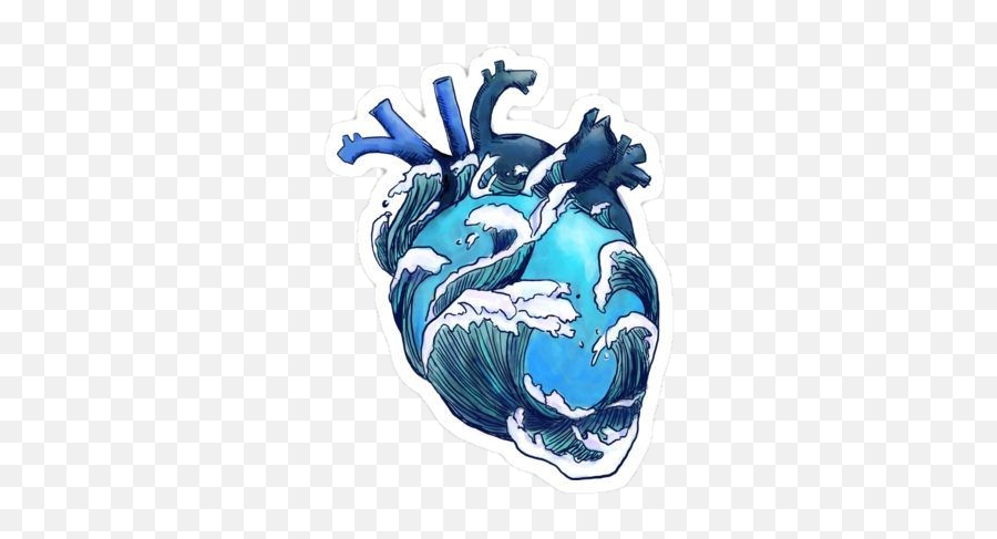 Sea Heart Blue Blueheart Sticker Sticker By Anna - Beneath The Waves Sticker Emoji,Blue Heart Emoji Pillow