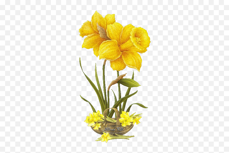 Easter Gifs - Daffodil Botanical Illustration Emoji,Daffodil Emoji ...