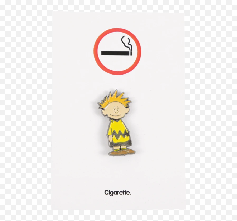 Cigarette Calvin Brown Enamel Pin - Cartoon Emoji,Cigarette Emoticon