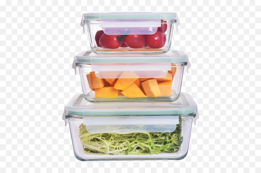 Genicook 3 - Pack Rectangle Glass Food Storage Set Food Steamer Emoji,Rectangle With X Inside Emoji
