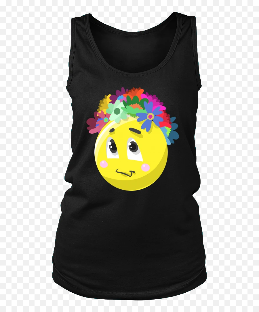 Cute Flower Face Flowery Crown Womenu0027s Tank Top T Shirt - Happy Birthday Black Queen October Emoji,Flower Emoticon Face