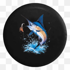 Blue Marlin Sea Charter Fishing Big Fish Jeep Camper Spare Tire Cover Custom Color - Marlin Emoji,Fishing Emoji
