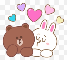 Cony Love Brown Heart Colorful Kiss - Brown And Cony Love Emoji,Brown Heart Emoji